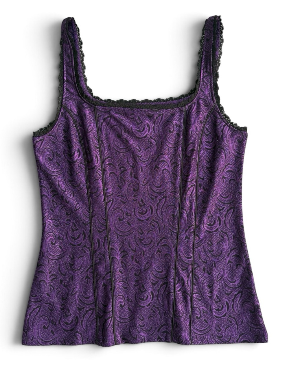 White House Black Market Purple & Black Tank Top M